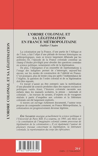 L'ordre Colonial et Sa Lgitimation en France Mtropolitaine (French Edition),Used