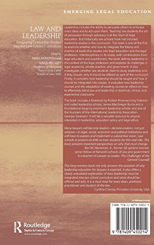 Law and Leadership (Emerging Legal Education),Used