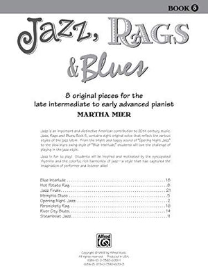 Jazz, Rags & Blues, Bk 5: 8 Original Pieces for the Later Intermediate to Early Advanced Pianist, Book & CD,Used