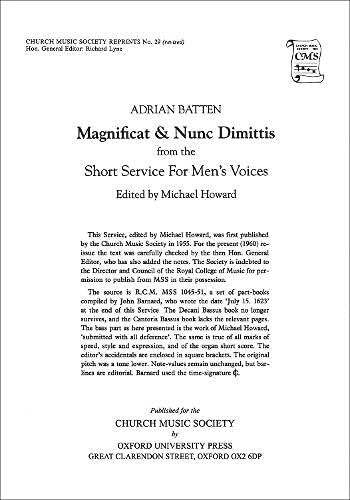 Magnificat and Nunc Dimittis from the Short Service (Church Music Society publications),Used