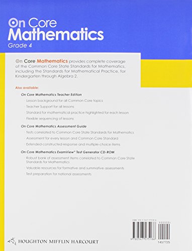 Houghton Mifflin Harcourt On Core Mathematics: Student Workbook Grade 4,Used