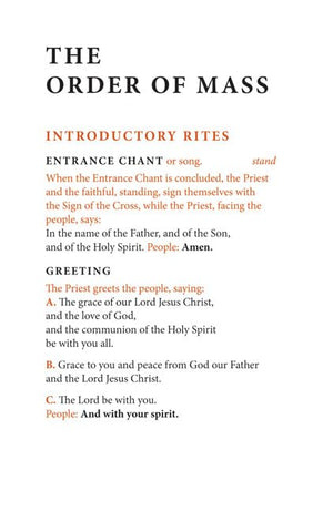Order Of Mass Hymnal Insert