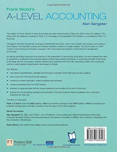 Frank Wood's Alevel Accounting: Gce Year 2,Used