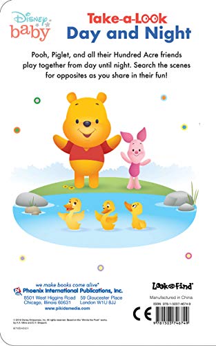 Disney Baby Winnie the Pooh  Day and Night TakeaLook Board Book  Look and Find  PI Kids,Used