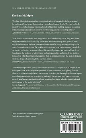 The Law Multiple: Judgment and Knowledge in Practice (Cambridge Studies in Law and Society),Used