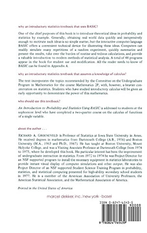 An Introduction to Probability and Statistics Using Basic (Statistics: A Series of Textbooks and Monographs),Used