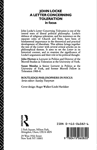 John Locke's Letter on Toleration in Focus (Philosophers in Focus),Used