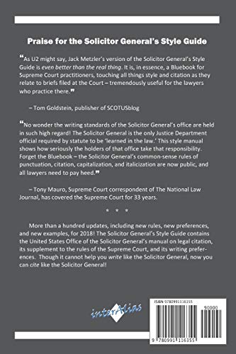 The Solicitor General's Style Guide: Third Edition,Used