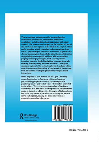 Introduction To Psychology: Vol 1 (Open University's Introduction to Psychology),Used