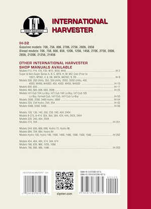 International Harvester Shop Manual Series 706 756 806 856 1206 + (Manual Ih32),Used