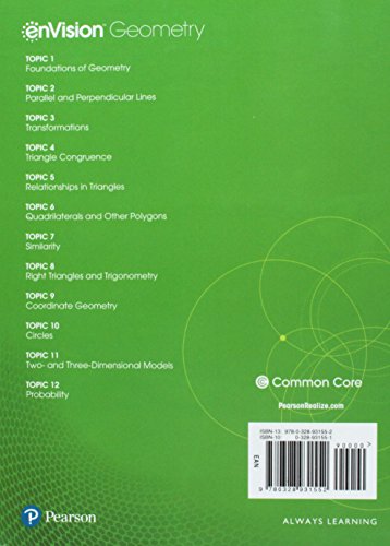 Envision Aga Common Core Student Edition Geometry Grade 9/10 Copyright 2018-used