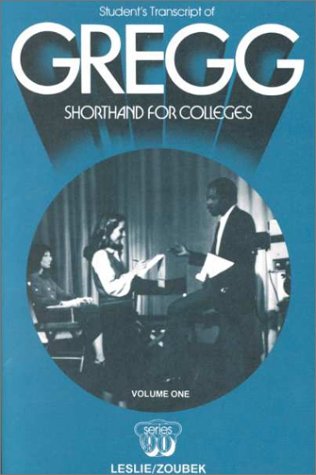 Students Transcript: Gregg Shorthand For Colleges, Series 90,Used