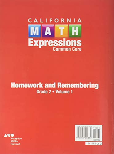 Homework and Remembering Workbook, Volume 1 Grade 2 (Houghton Mifflin Harcourt Math Expressions),Used