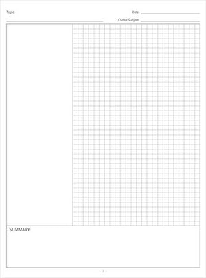 Cornell Notes Notebook: Note Taking with Graph Paper Quad Grid, Index and Numbered Pages, Stripes,Used