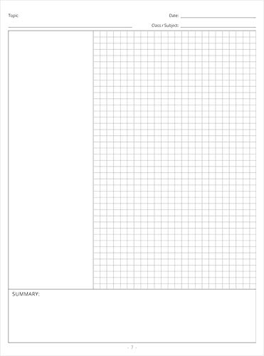 Cornell Notes Notebook: Note Taking with Graph Paper Quad Grid, Index and Numbered Pages, Stripes,Used