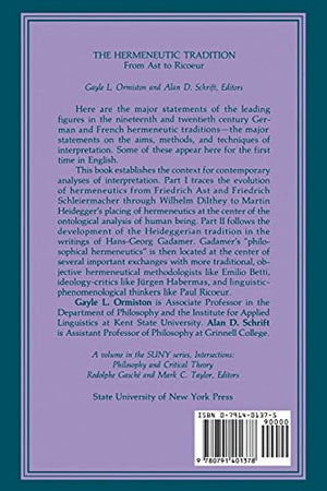 The Hermeneutic Tradition: From Ast to Ricoeur (Suny Studies, Intersections : Philosophy and Critical Theory),Used