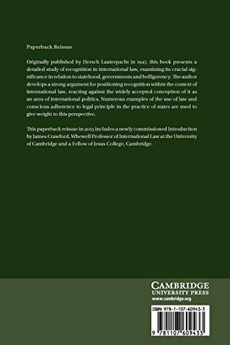 Recognition in International Law (Grotius Classic Reprint Series),Used