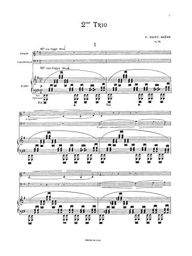 Trio No. 2, Op. 92 (Kalmus Edition),Used