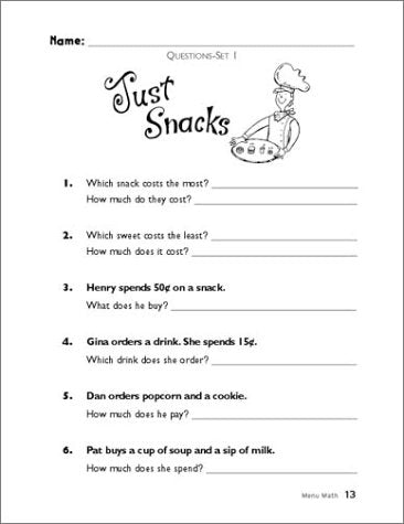 Menu Math, Grades 23,New