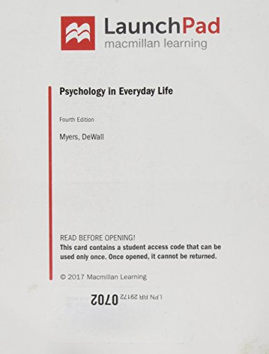 LaunchPad for Psychology in Everyday Life (Six Month Access),Used