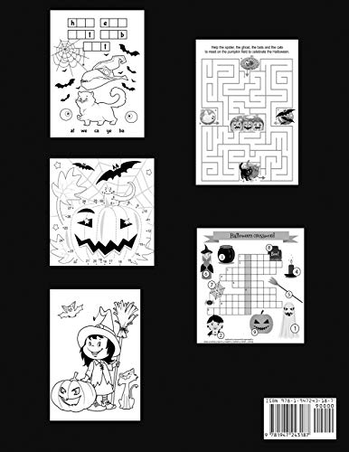 Happy Halloween Activity Book for Kids: Mazes, Coloring, Dot to Dot, Word Search, and More. Activity Book for Kids Ages 48, 51,Used