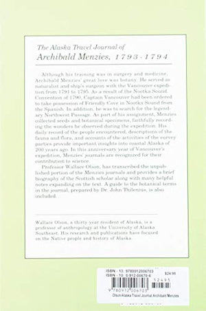 Alaska Travel Journal of Archibald Menzies, 17931794.,Used