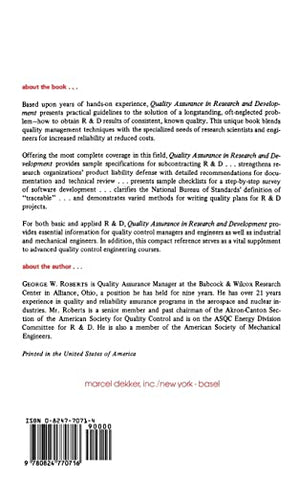 Quality Assurance in Research and Development (Industrial Engineering: A Series of Reference Books and Textboo),Used