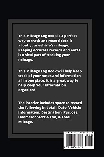 Mileage Log: Keep Track & Record, Business Or Personal Tracker, Vehicle Miles Notebook, Car, Truck, Book, Journal,Used