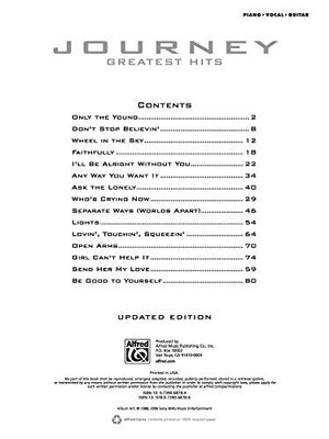 Alfred Music Journey Greatest Hits Piano/Vocal/Guitar Sheet Music Model 00-34646