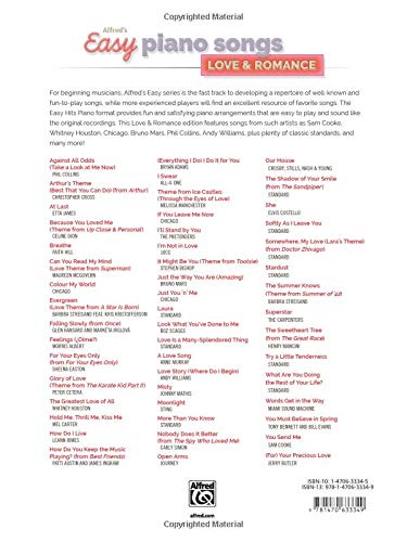 Alfred's Easy Piano Songs  Love & Romance: 50 Classics,Used