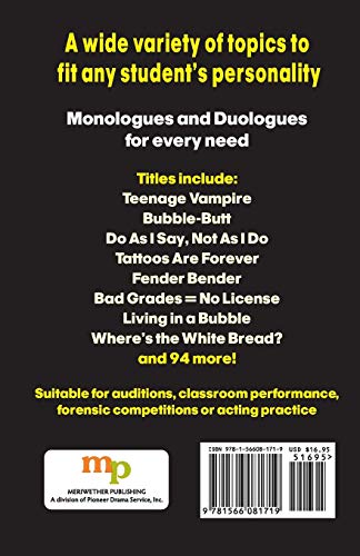 102 Great Monologues: A Versatile Collection of Monologues and Duologues for Student Actors,Used