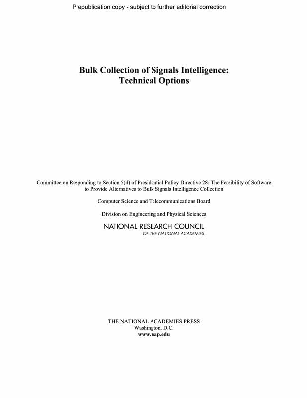 Bulk Collection of Signals Intelligence: Technical Options,Used