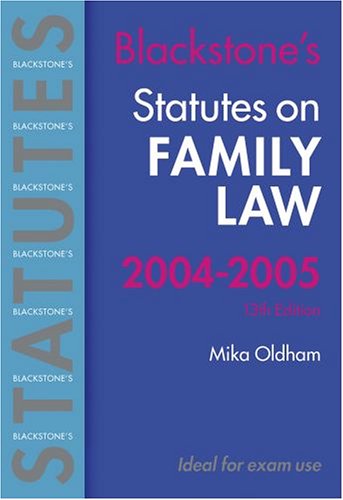 Statutes on Family Law 20042005 (Blackstone's Statute Book Series),Used