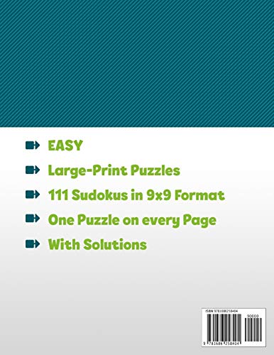 111 Sudoku Large Print: Puzzle book with 111 Easy Sudoku Puzzles in 9x9 with Solutions  8,5 x 11 Inch  Vol 1,Used