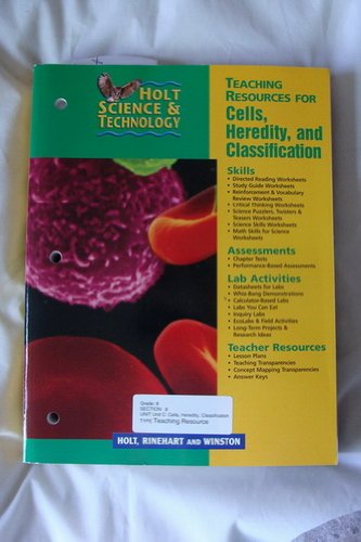 Holt Science & Technology Teaching Resources for Cells Heredity and Classification,Used