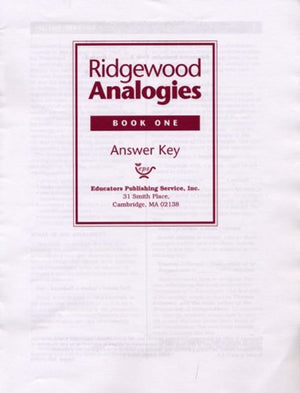 Ridgewood Analogies, Book One, Answer Key,Used