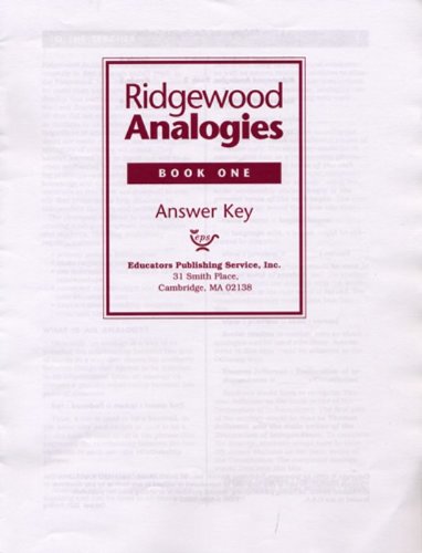 Ridgewood Analogies, Book One, Answer Key,Used