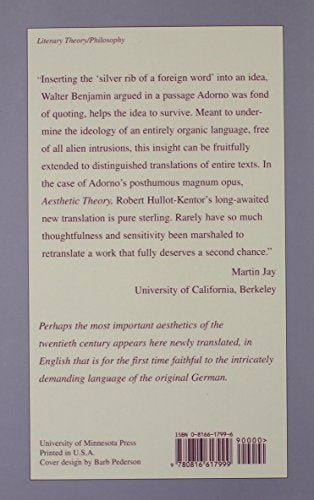 Aesthetic Theory (Theory And History Of Literature),New