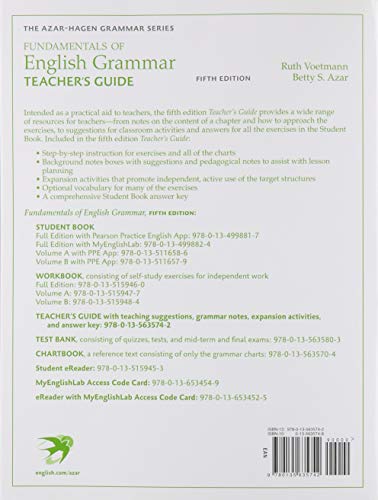 AzarHagen Grammar  (AE)  5th Edition  Teacher's Guide  Fundamentals of English Grammar,Used