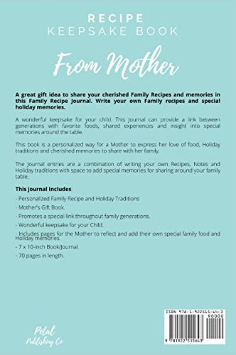 Recipe Keepsake Journal from Mom: Create Your Own Recipe Book (Recipe Keepsake Book),Used