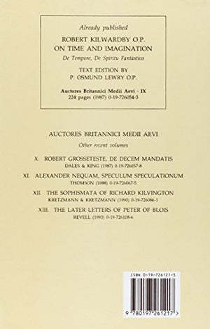 On Time and Imagination by Robert Kilwardby (Auctores Britannici Medii Aevi IX.2),Used