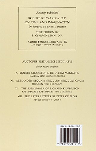 On Time and Imagination by Robert Kilwardby (Auctores Britannici Medii Aevi IX.2),Used