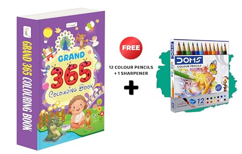 Grand - 365 Colouring Book And 12 Colour Pencils + 1 Sharpener :- Colouring Book For Early Learners, Daily Colouring Book For Toddlers, Early Childhood Art Kit, Kids Gift Colouring Pack