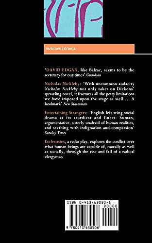 Edgar Plays: 2: Ecclesiastes, The Life and Adventures of Nicholas Nickleby, Entertaining Strangers (Contemporary Dramatists),Used