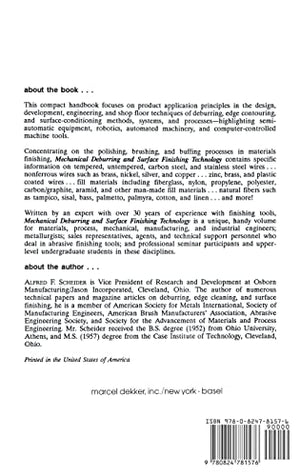 Mechanical Deburring and Surface Finishing Technology (Manufacturing Engineering and Materials Processing),Used
