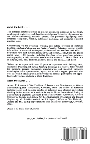 Mechanical Deburring and Surface Finishing Technology (Manufacturing Engineering and Materials Processing),Used