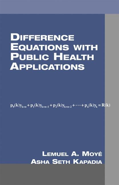 Difference Equations with Public Health Applications (Chapman & Hall/CRC Biostatistics Series),Used