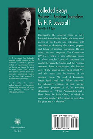 Collected Essays Of H. P. Lovecraft, Vol. 1: Amateur Journalism-new