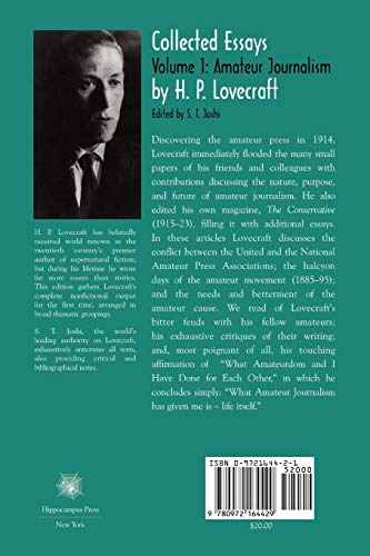 Collected Essays Of H. P. Lovecraft, Vol. 1: Amateur Journalism-new