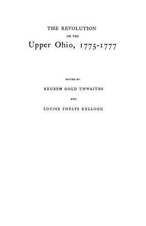 Revolution On The Upper Ohio, 17751777,Used